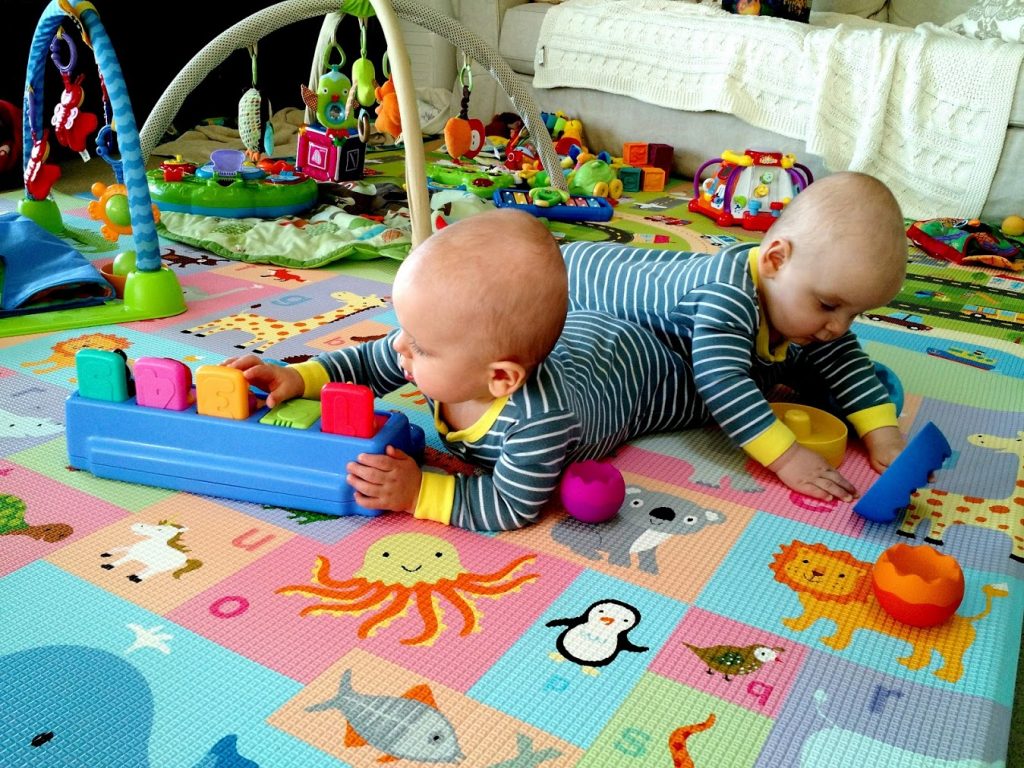 Twin Boy Toddlers Playing