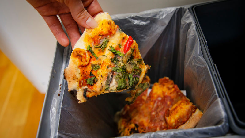 Pizza in Garbage Bin