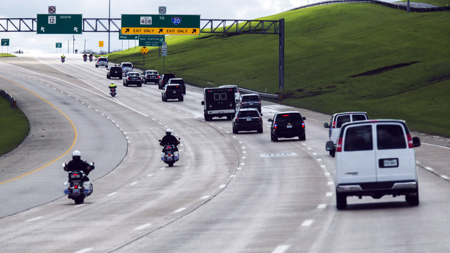 US Presidential Motorcade On A Highway