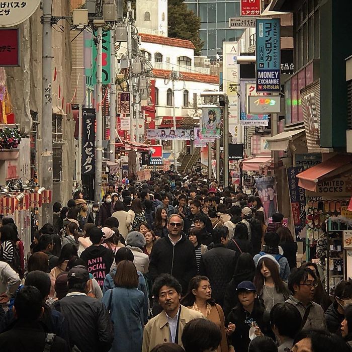 A Man in a Crowd in Japan