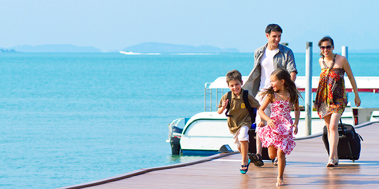 Family Boarding A Ship