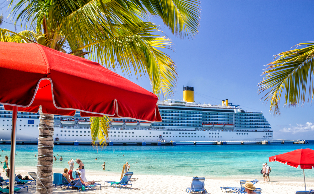 Cruise Ship By The Beach