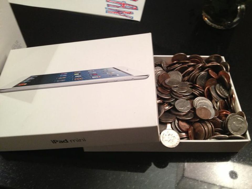 IPad Box Filled With Coins