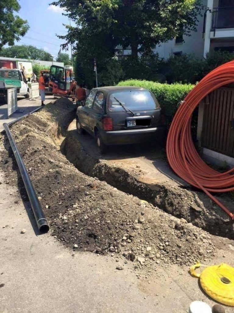 Car Trapped By Construction