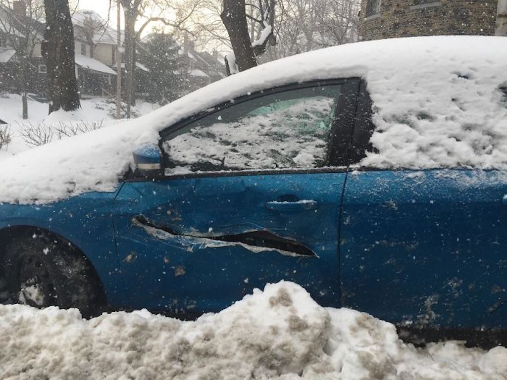 Car Damaged In The Snow
