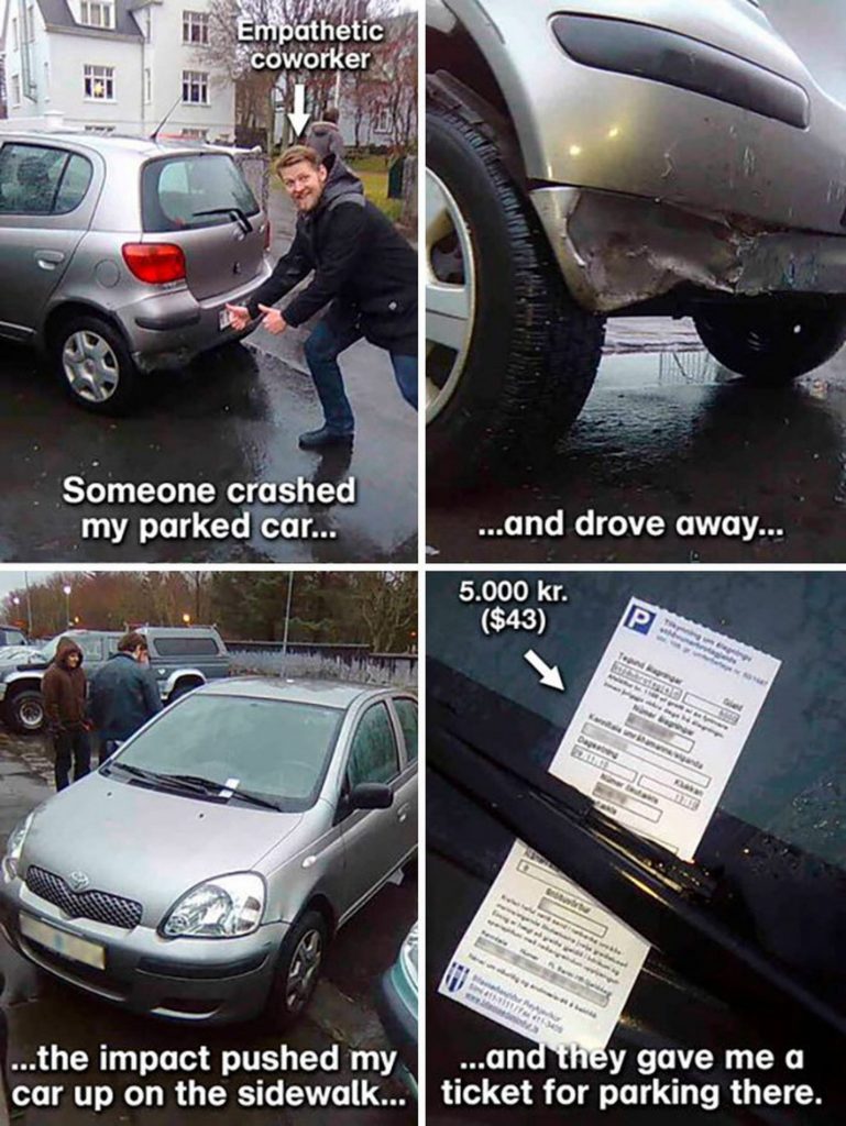 Man With A Damaged Car And Ticket