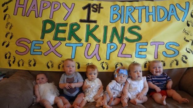 The Perkins Sextuplets On Their First Birthday