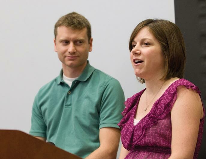 David And Lauren Perkins Delivering A Talk