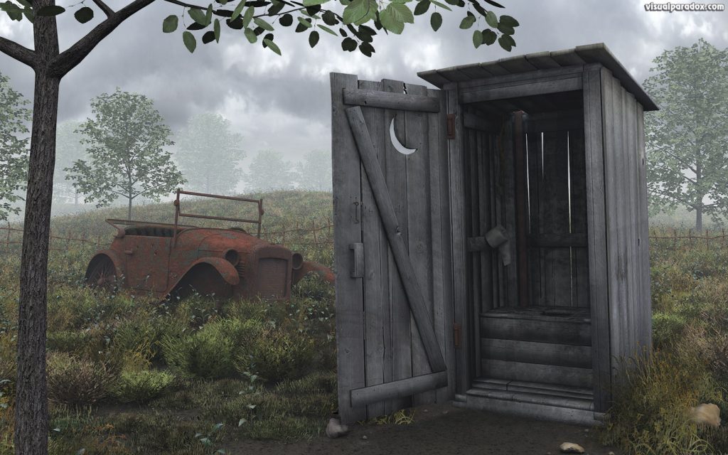 Eerie Inside Of Wooden Outhouse