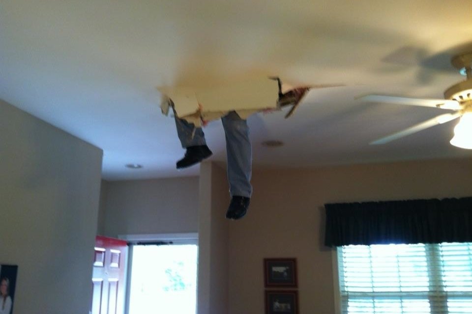 Man Through Ceiling