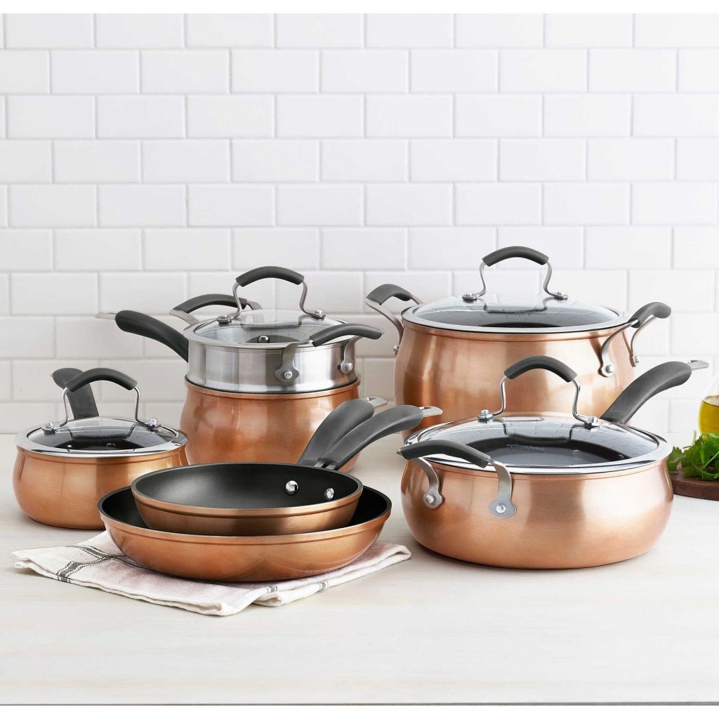 Epicurious 11 Pc Aluminum Nonstick Copper Cookware Set