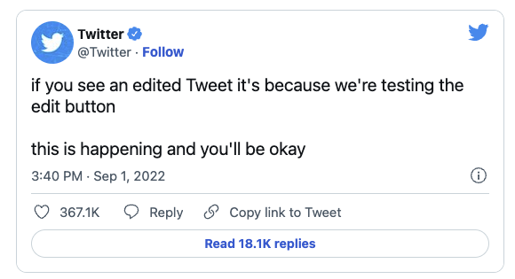 The Company's Tweet About The Edit Button